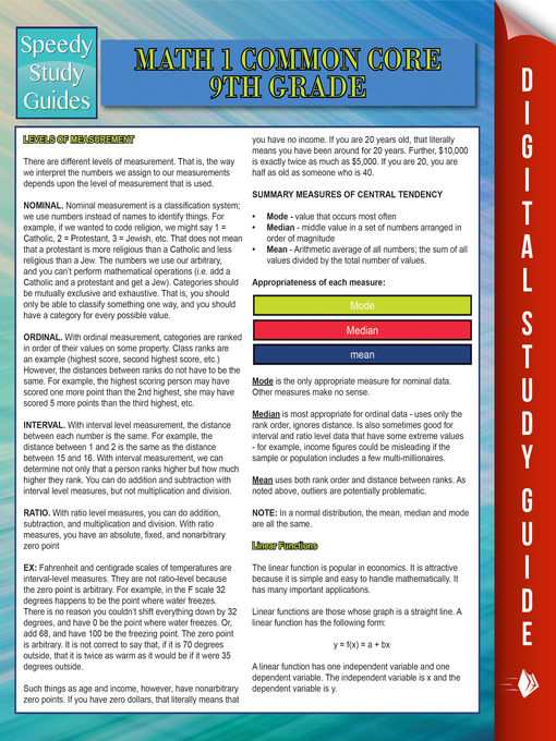 Title details for Math 1 Common Core 9th Grade by Speedy Publishing - Available